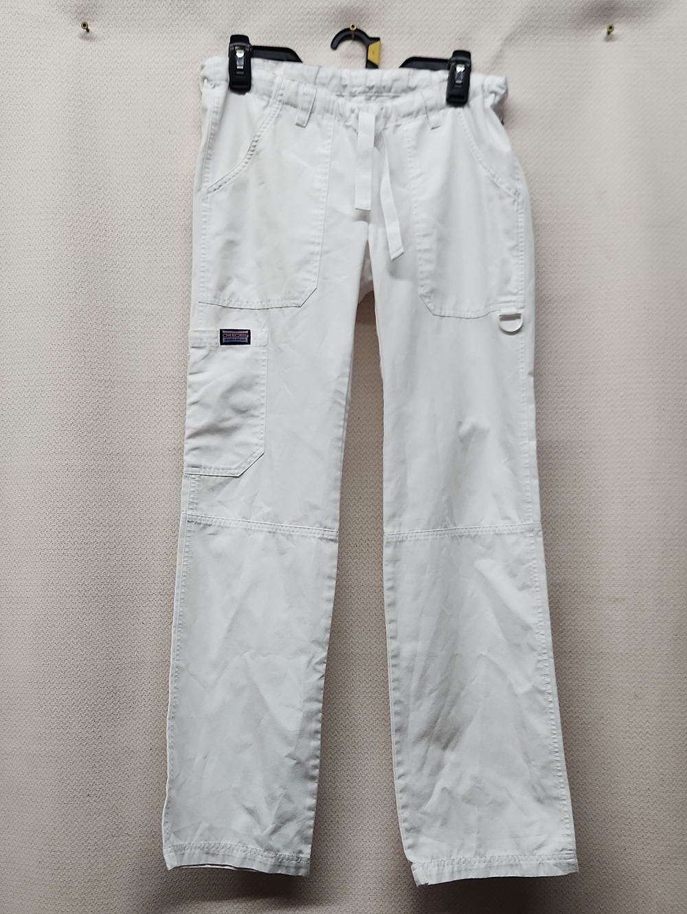 Men's White Cargo Pants with Utility Pockets and Drawstring Waist